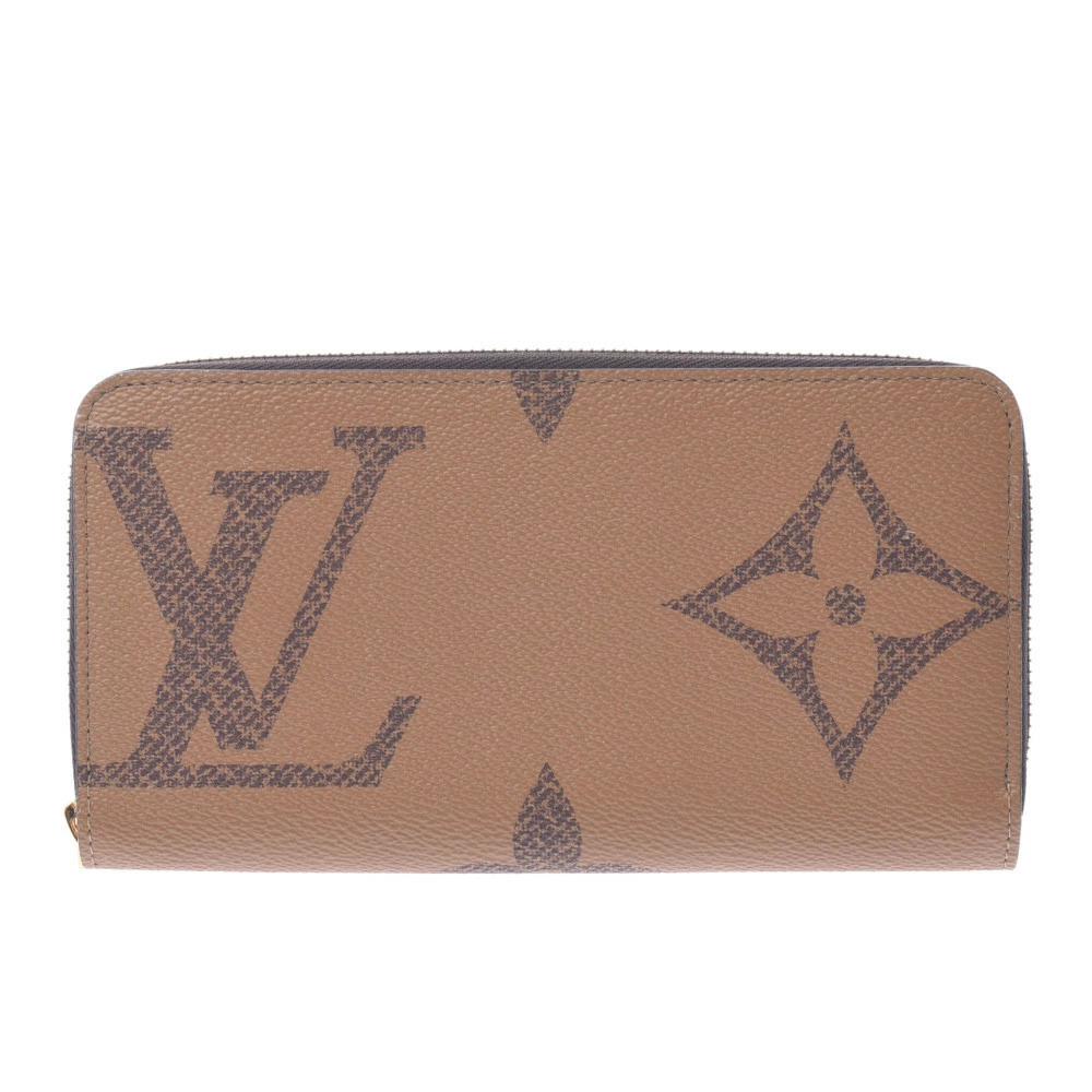 LOUIS VUITTON Monogram Giant Reverse Zippy Wallet Camel Brown Tan Long